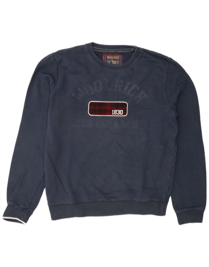 Woolrich Ανδρικό γραφικό φούτερ Jumper Μεγάλο Ναυτικό Βαμβακερό