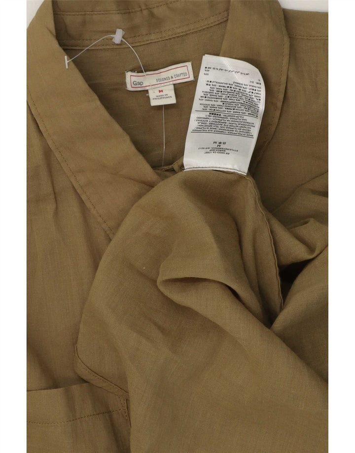 Gap Γυναικείο Longline πουκάμισο UK 14 Medium Khaki Ramie