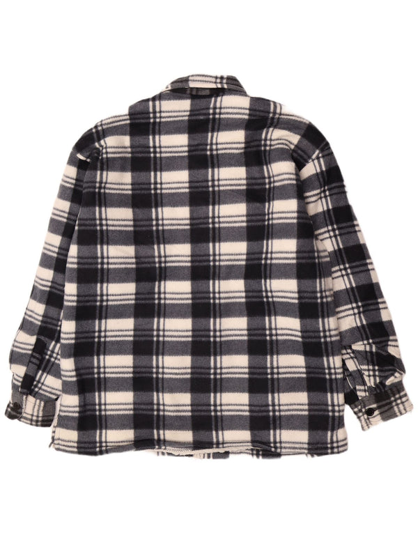 Vintage Ανδρικό Sherpa Flannel Utility Jacket UK 46 3XL Navy Blue καρό βαμβακερό