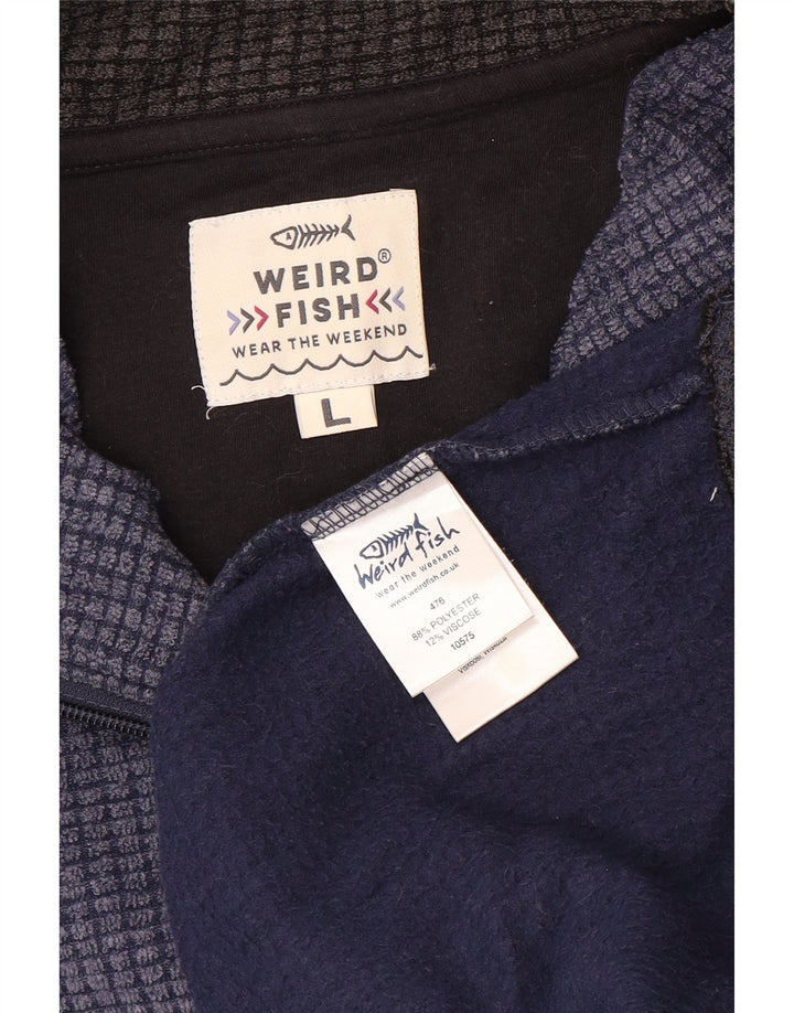 Weird Fish Mens Zip Fleece Jumper Large Blue Colorblock Πολυεστέρας
