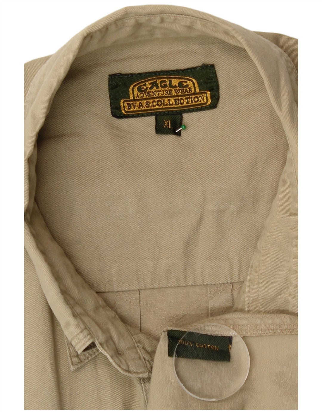 Vintage ανδρικό κοντομάνικο πουκάμισο XL μπεζ βαμβακερό