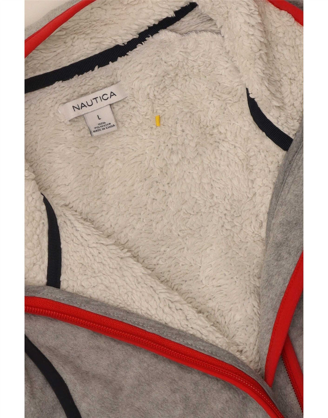 Nautica Γυναικείο Fleece Jacket UK 14 μεγάλο γκρι ριγέ πολυεστέρα
