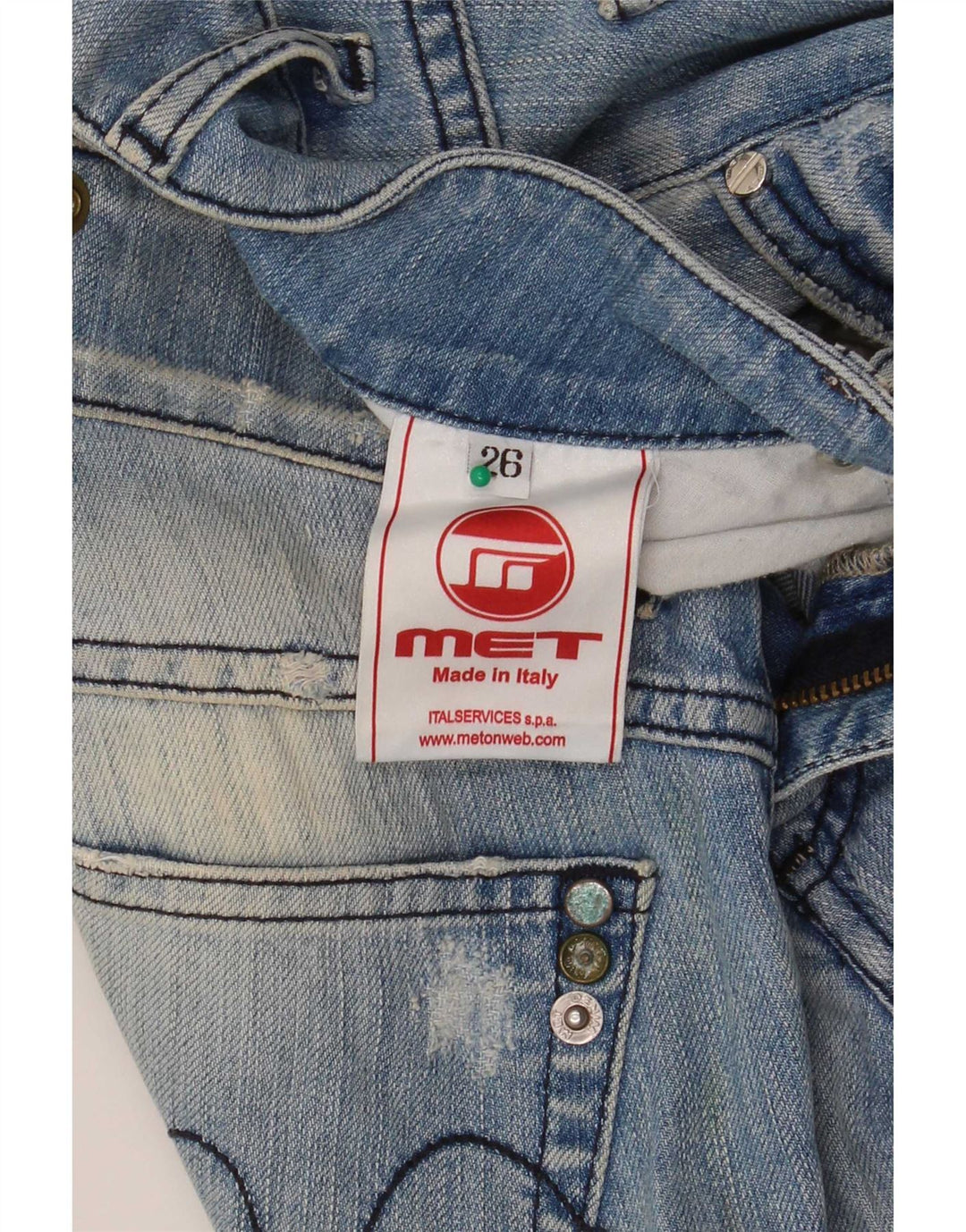 MET Γυναικείο Slim Jeans W26 L30 Blue Flecked Cotton