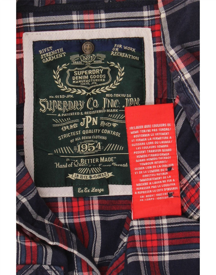 Ανδρικό φανελένιο πουκάμισο Superdry 2XL Navy Blue Check Cotton