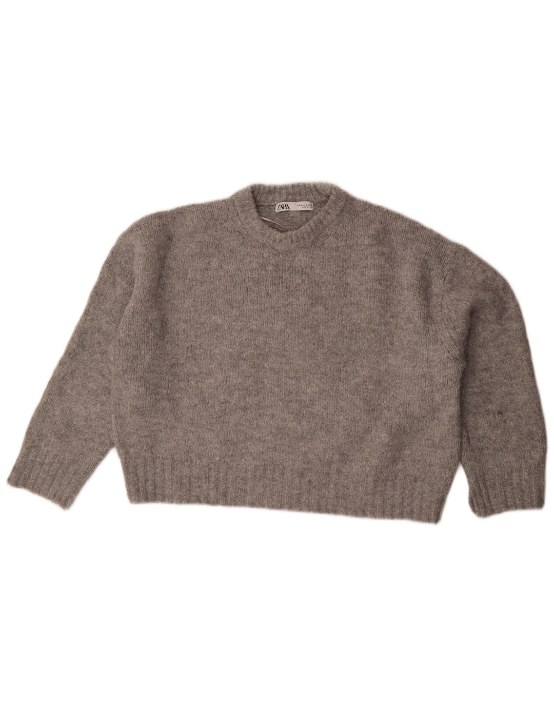 Zara γυναικείο πουλόβερ υπερμεγέθη Crew Neck Jumper UK 14 Medium Grey Flecked