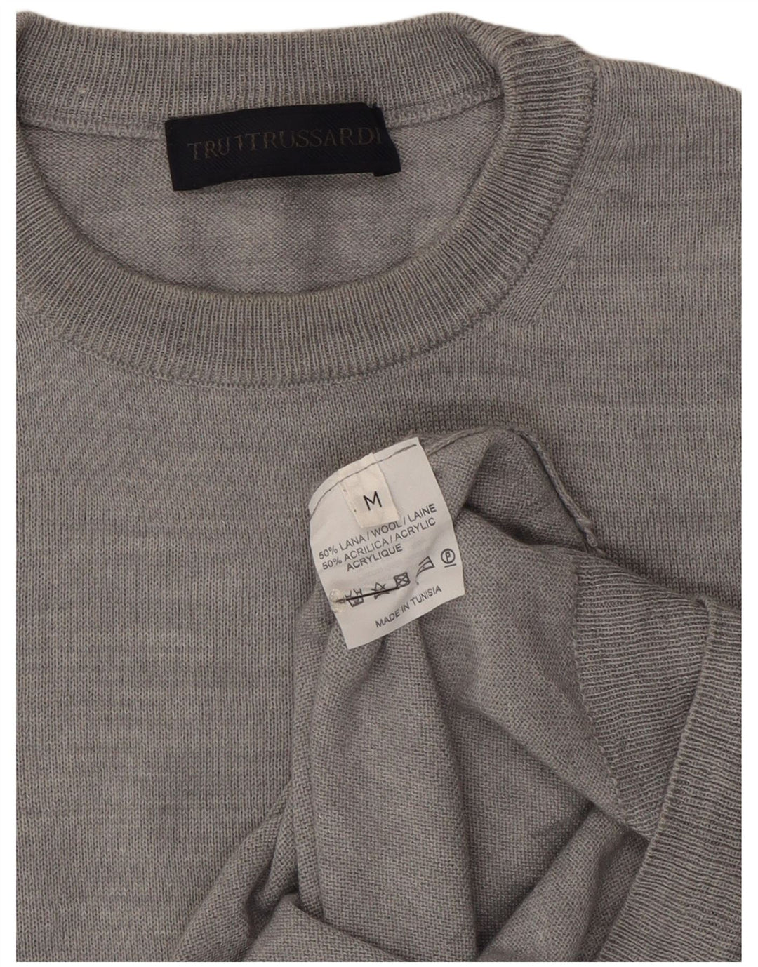 Ανδρικό πουλόβερ Trussardi Crew Neck Jumper από μεσαίο γκρι μαλλί