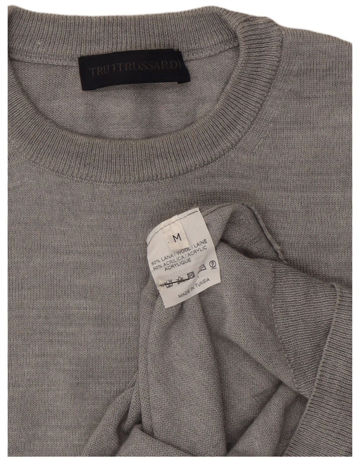 Ανδρικό πουλόβερ Trussardi Crew Neck Jumper από μεσαίο γκρι μαλλί