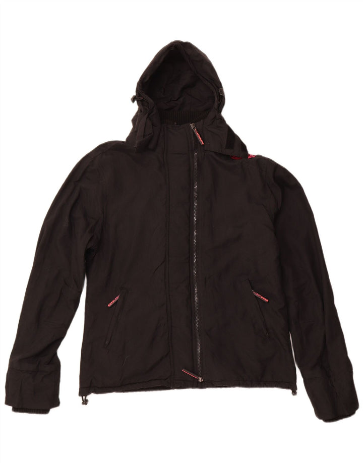 SUPERDRY Γυναικείο μπουφάν με κουκούλα αντιανεμικό UK 18 XL μαύρο νάιλον