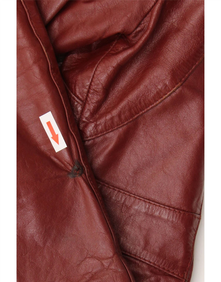 Wilsons Γυναικείο Crop Δερμάτινο Μπουφάν UK 8 Small Burgundy Leather