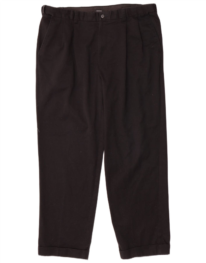 Izod Ανδρικό παντελόνι Chino με καρφίτσες W38 L31 Μαύρο πολυεστέρα