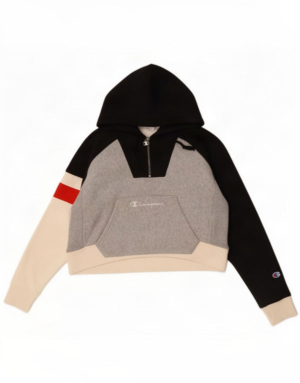 Champion Womens Oversized Crop Hoodie Jumper UK 10 Small Multicoloured