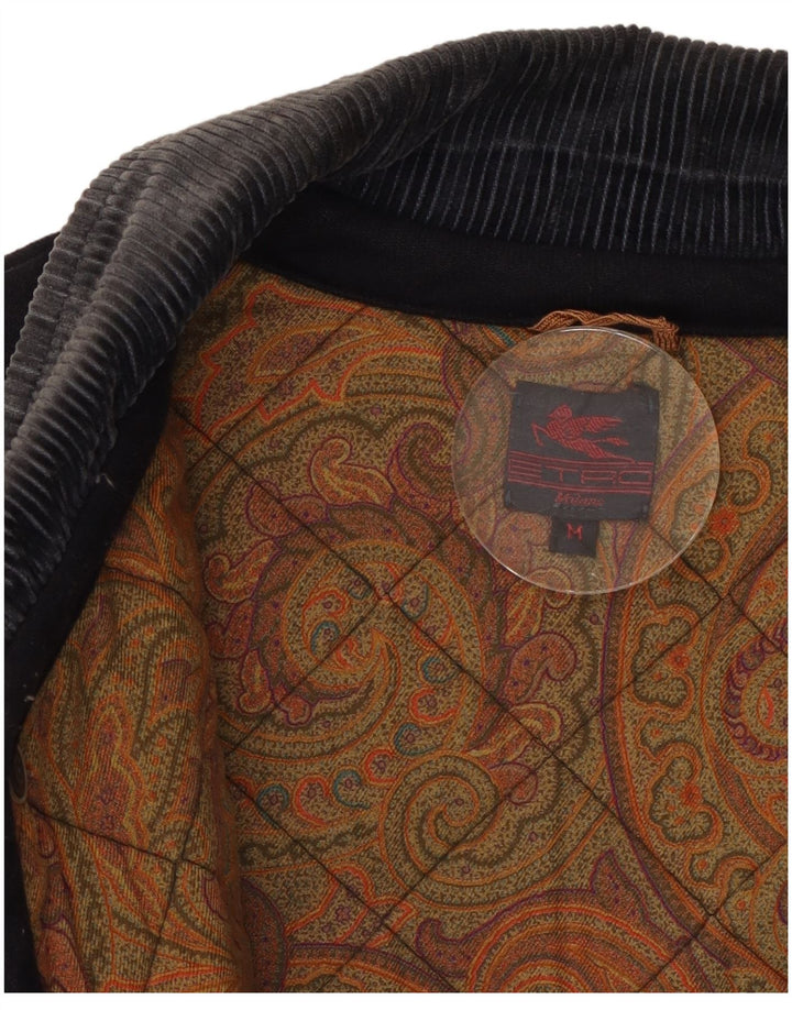 ETRO Mens Quilted Jacket UK 38 Medium Navy Blue Cotton