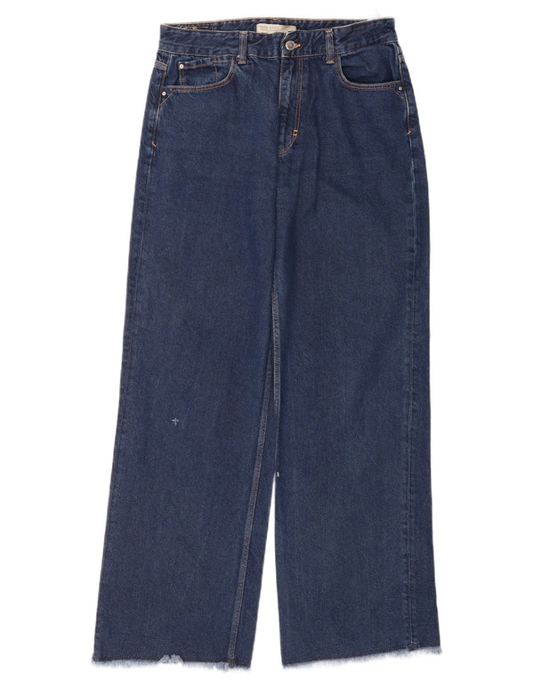 Zara Γυναικείο φαρδύ τζιν EU 38 Small W28 L31 Navy Blue Cotton