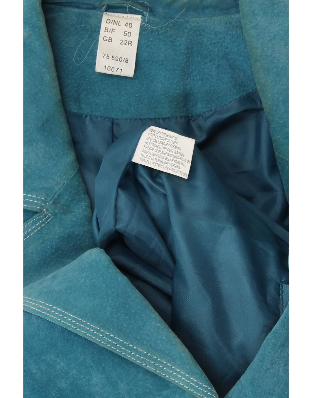 VINTAGE Γυναικείο Suede Blazer Jacket UK 22 3XL Blue Leather