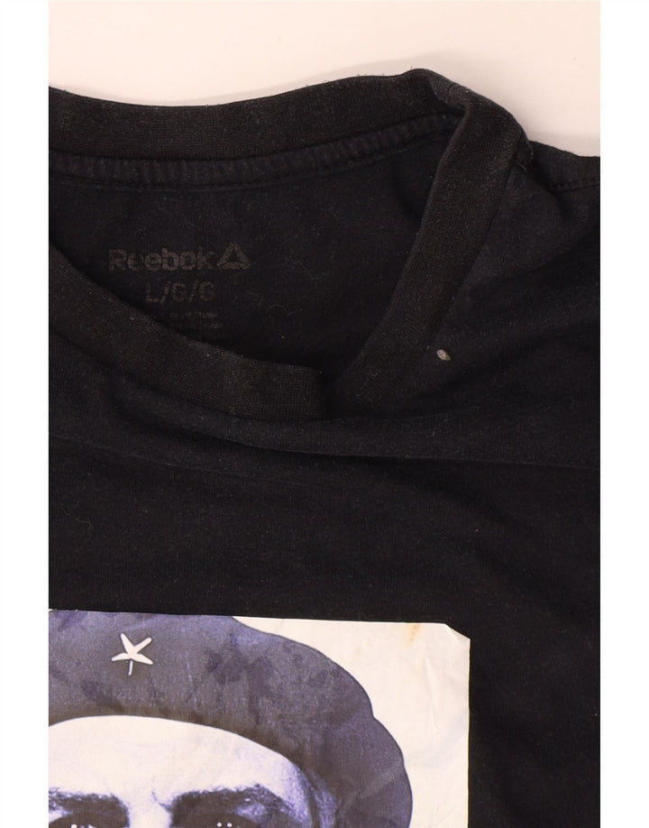 Ανδρικό γραφικό T-Shirt Reebok Top μεγάλο μαύρο βαμβακερό