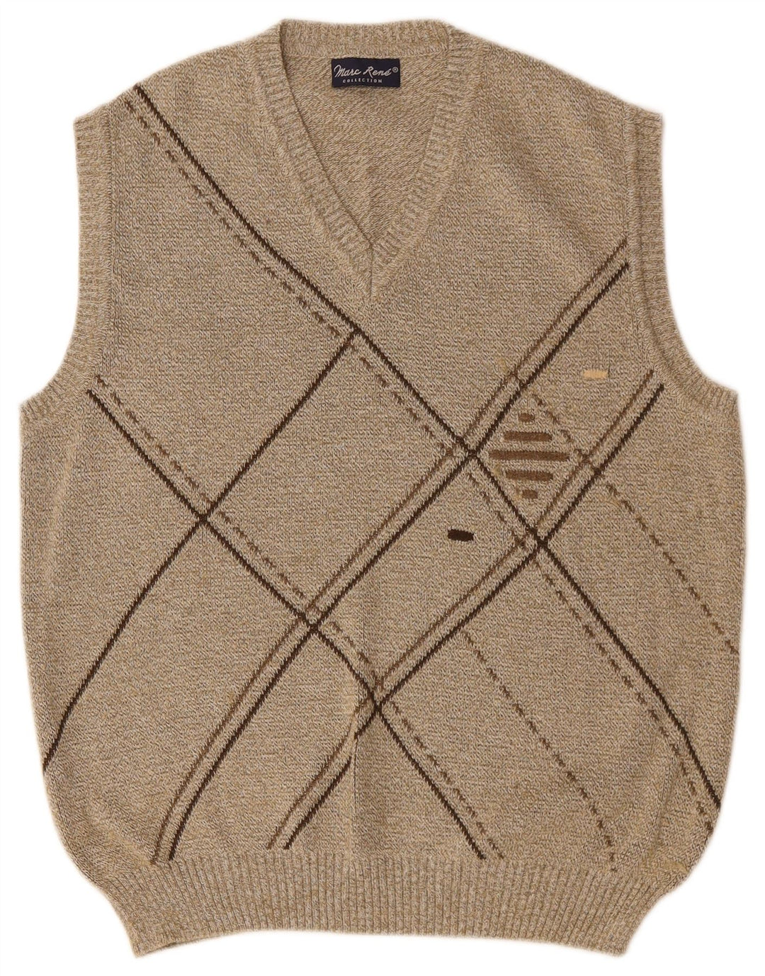 MARC RENE Ανδρικό γιλέκο Tank Top IT 48 Medium Beige Argyle/Diamond Cotton