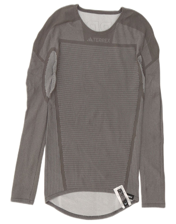 Adidas Mens Terrex Graphic Top Long Sleeve Medium Grey Geometric Polyester