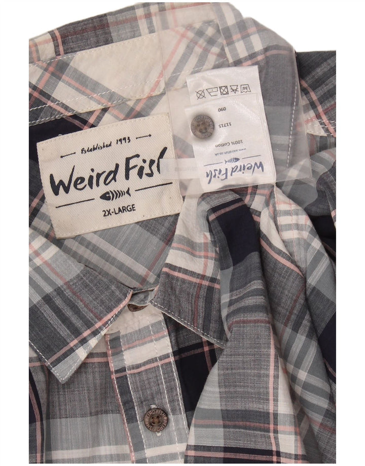 Ανδρικό κοντομάνικο πουκάμισο WEIRD FISH 2XL Navy Blue Check Cotton