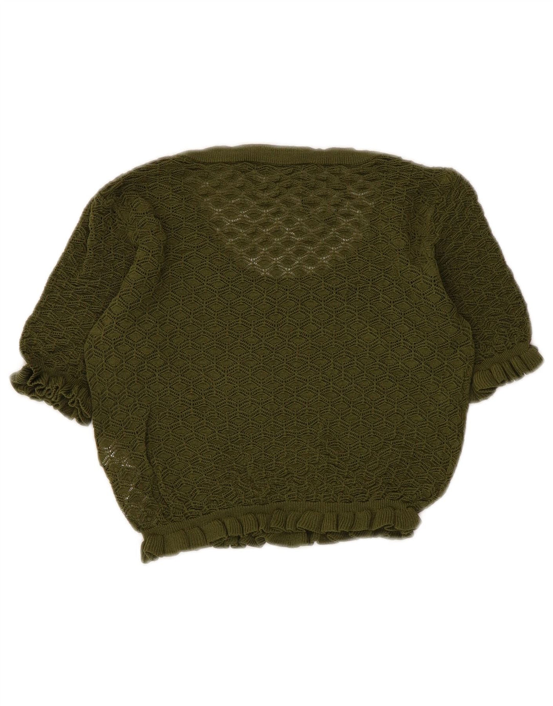 Zara Γυναικεία Crop Μπλούζα Τοπ UK 8 Μικρή Χακί Βισκόζη