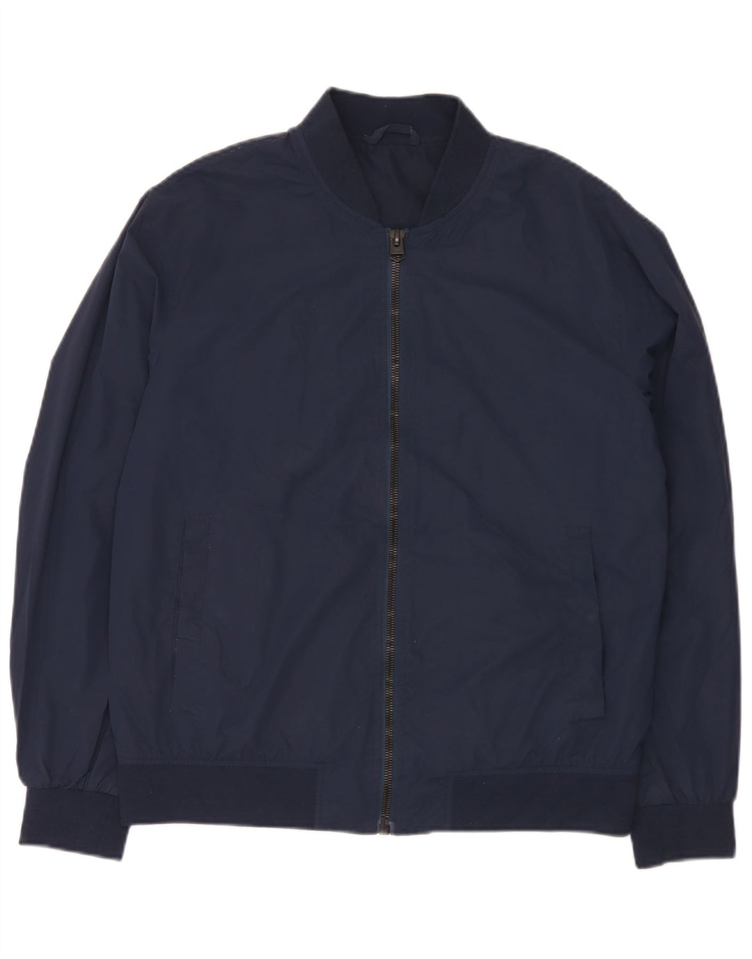 Zara Ανδρικό Bomber Jacket UK 40 Large Navy Blue Polyester