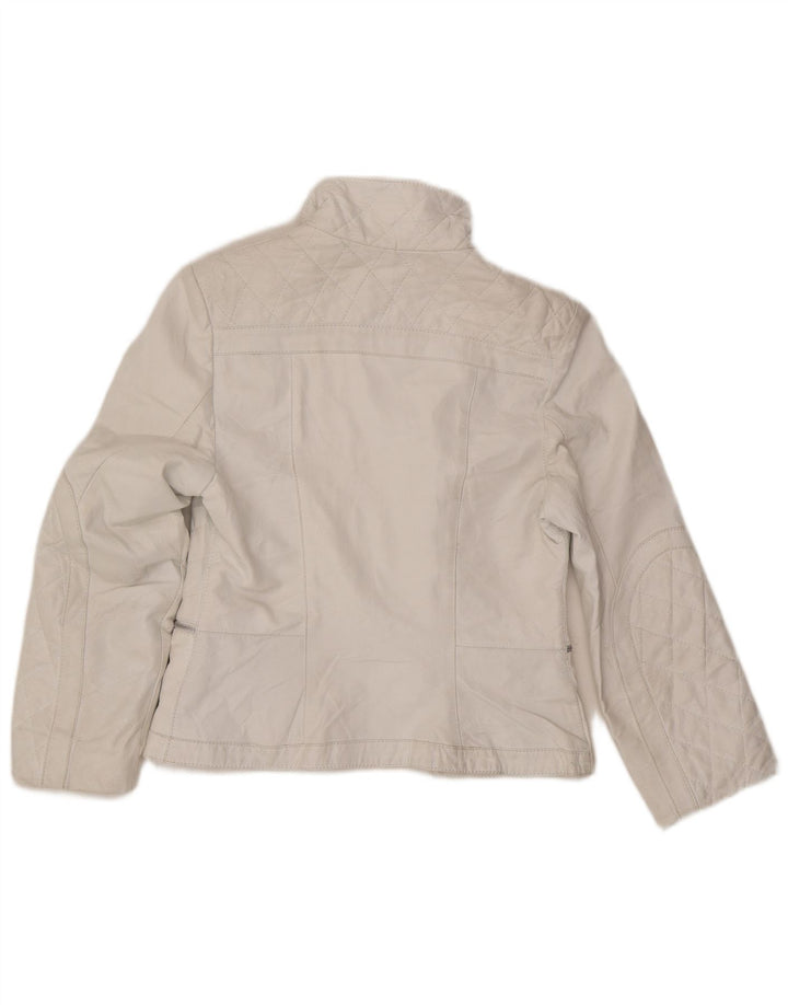 Mitici Anni Γυναικείο Δερμάτινο Μπουφάν Biker UK 18 XL Λευκό