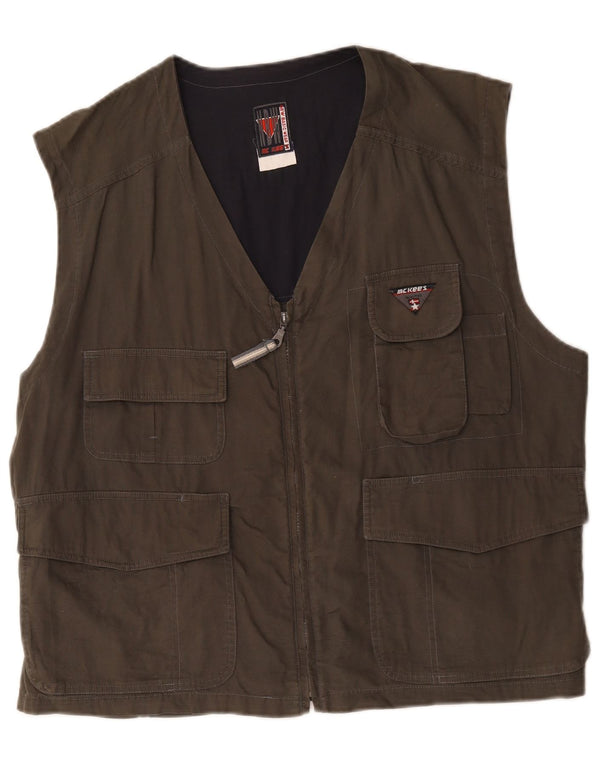 MC Kee's Mens Utility Gilet UK 42 XL Καφέ Βαμβακερό