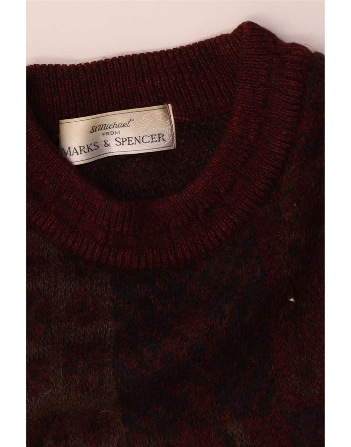 Marks & Spencer Ανδρικό πουλόβερ με λαιμόκοψη St. Michael Crew Medium Burgundy