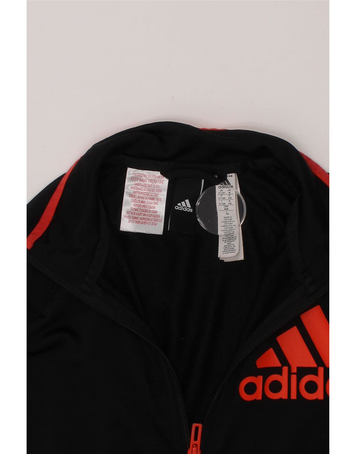 ADIDAS Boys Graphic Tracksuit Top Jacket 11-12 Years Black Polyester Vintage Adidas and Second-Hand Adidas from Messina Hembry 