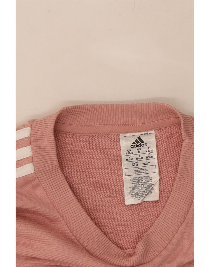 ADIDAS Womens Oversized Sweatshirt Jumper UK 12/14 Medium Pink Cotton Vintage Adidas and Second-Hand Adidas from Messina Hembry 
