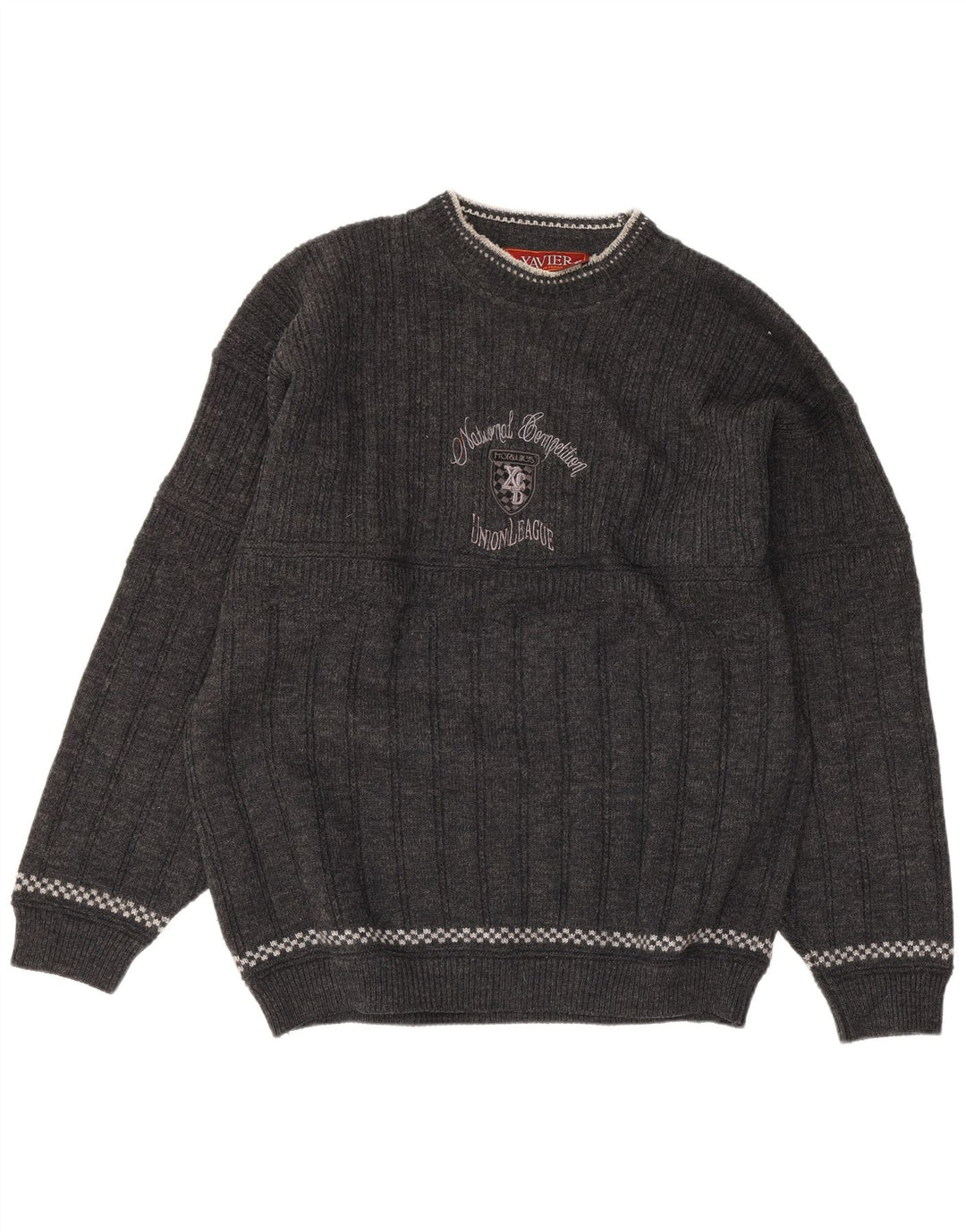 Ανδρικό πουλόβερ Xavier Graphic Crew Neck Jumper από μεγάλο γκρι μαλλί