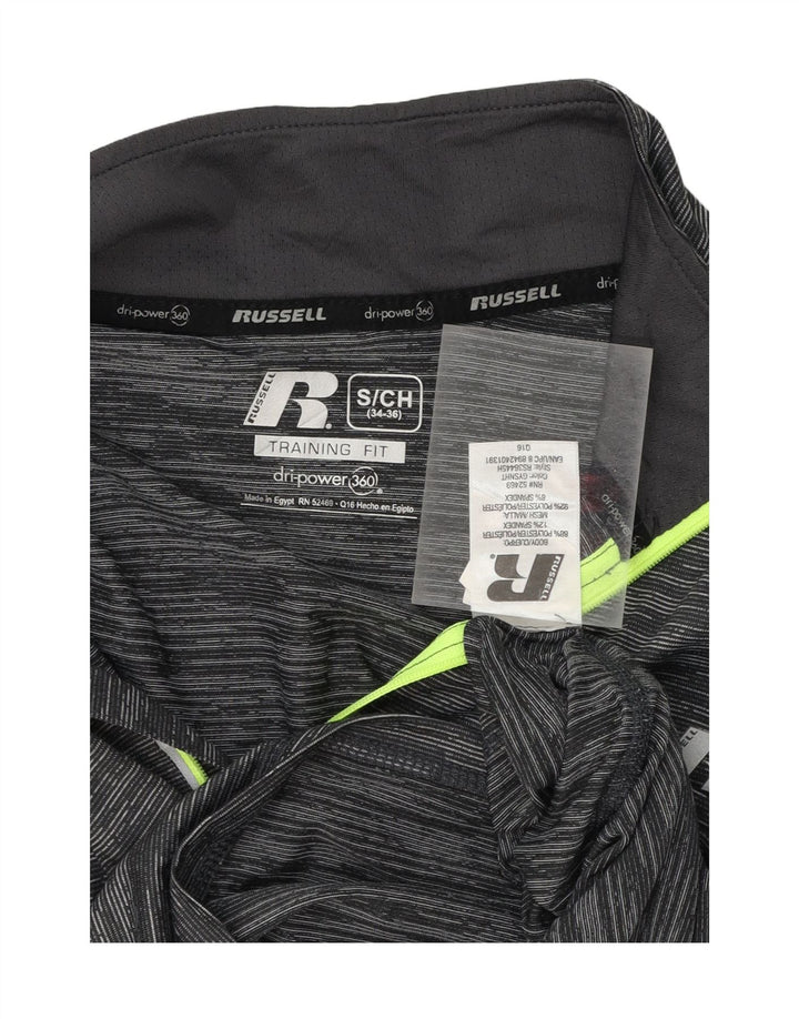 RUSSELL ATHLETIC Mens Zip Neck Pullover Tracksuit Top Small Grey Striped Vintage Russell Athletic and Second-Hand Russell Athletic from Messina Hembry 