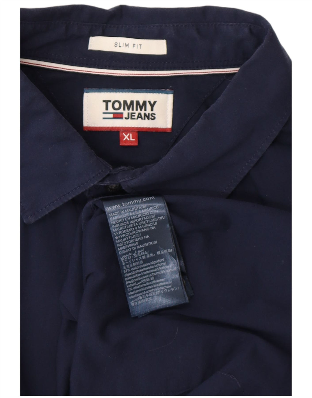 TOMMY HILFIGER Ανδρικό πουκάμισο Slim Fit XL Navy Blue Cotton