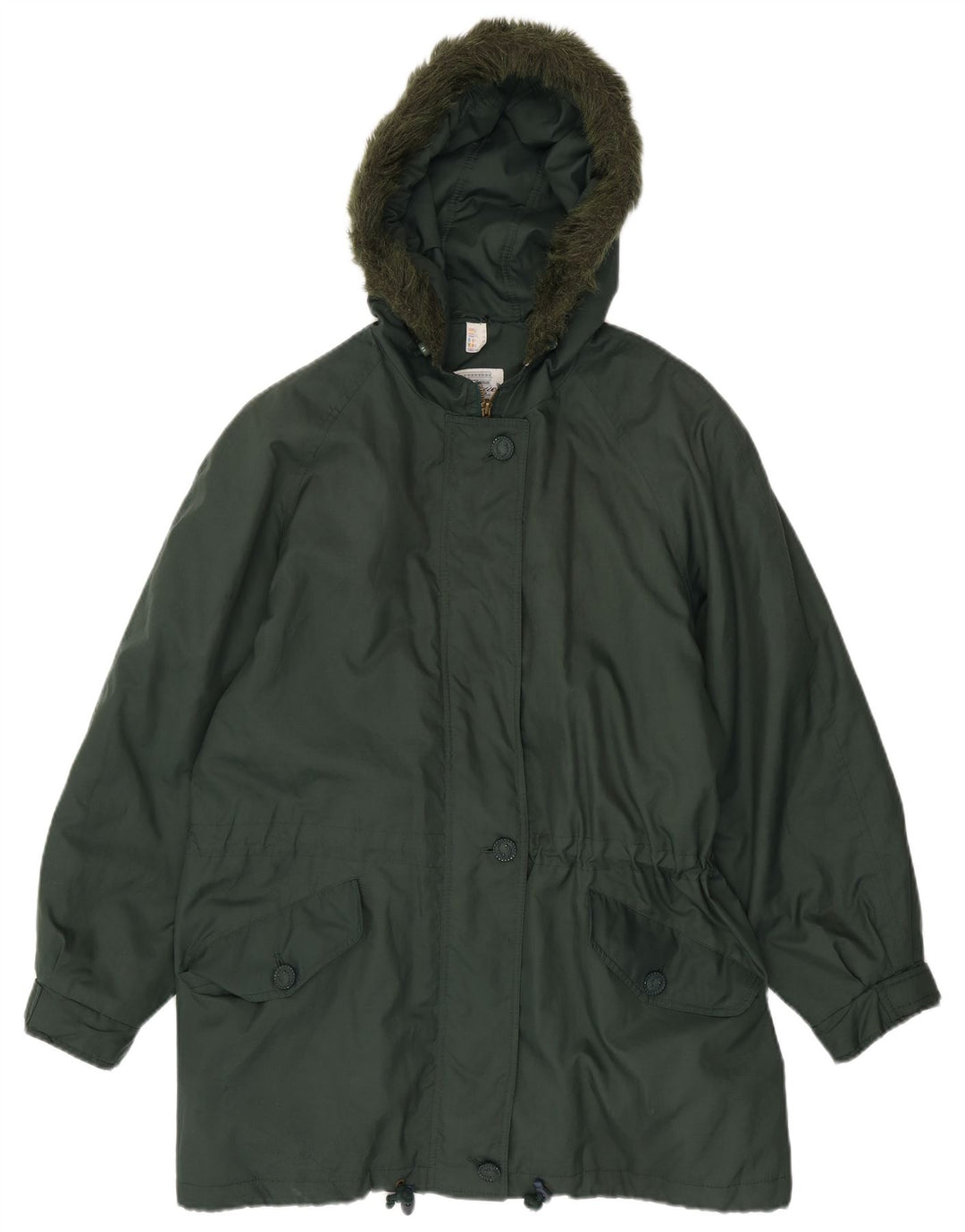 Vintage γυναικείο μπουφάν Parka με κουκούλα UK 20 2XL πράσινο πολυεστέρα