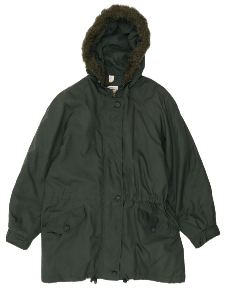 Vintage γυναικείο μπουφάν Parka με κουκούλα UK 20 2XL πράσινο πολυεστέρα