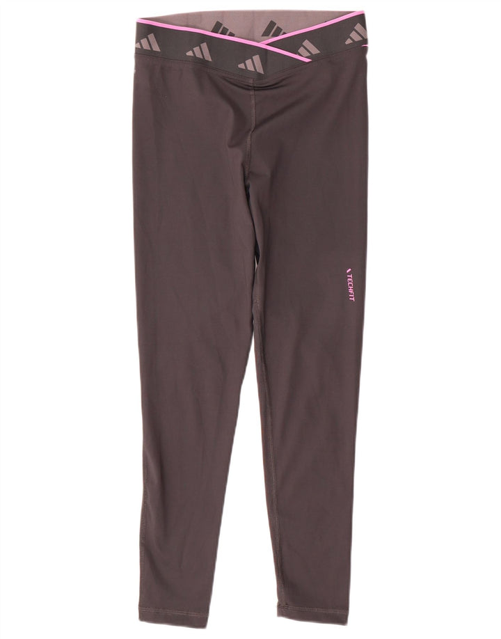 Adidas Γυναικεία Aeroready γραφικά κολάν UK 8/10 Μικρός γκρι πολυεστέρας