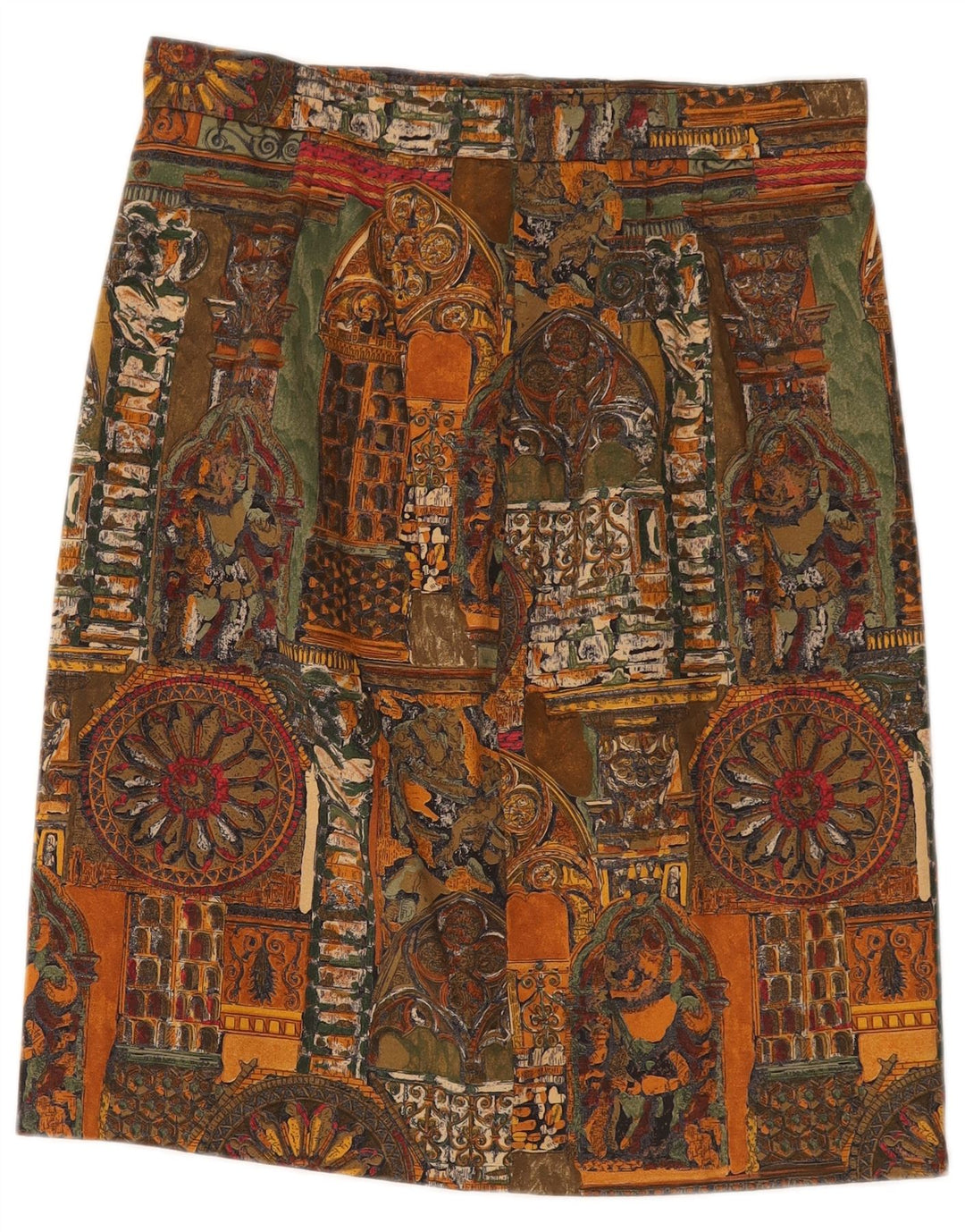 VINTAGE Γυναικεία ίσια φούστα με Abstract Pattern W30 Μεσαία Πολύχρωμη