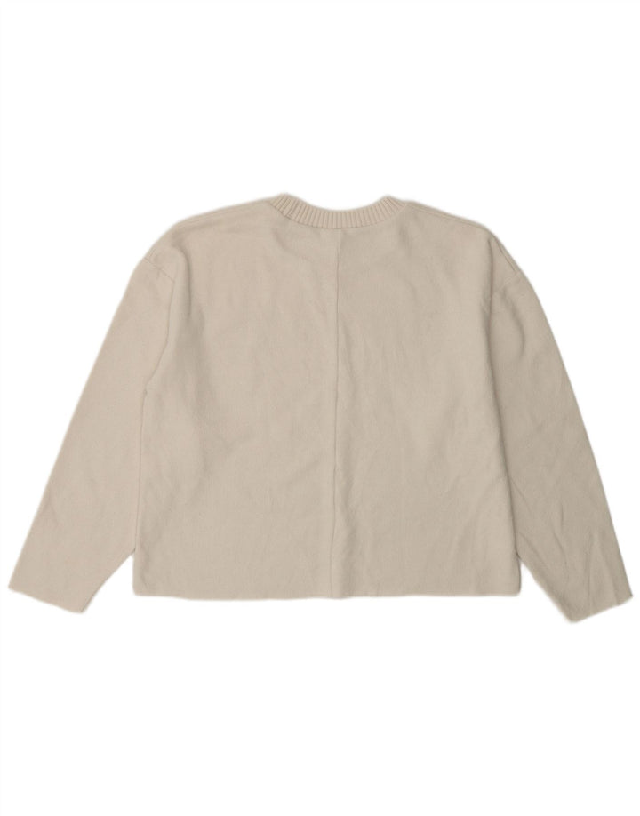 ZARA Γυναικείο πουλόβερ υπερμεγέθη Crop Crew Neck Jumper UK 10 Small White