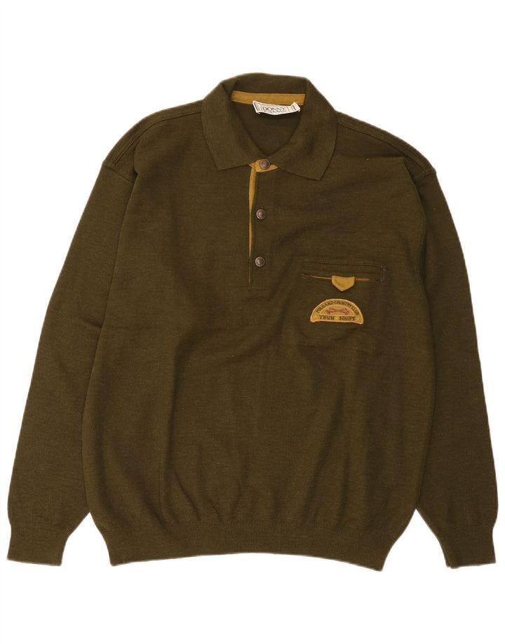 Ανδρικό πουλόβερ με λαιμόκοψη Donny & Max, πράσινο μαλλί