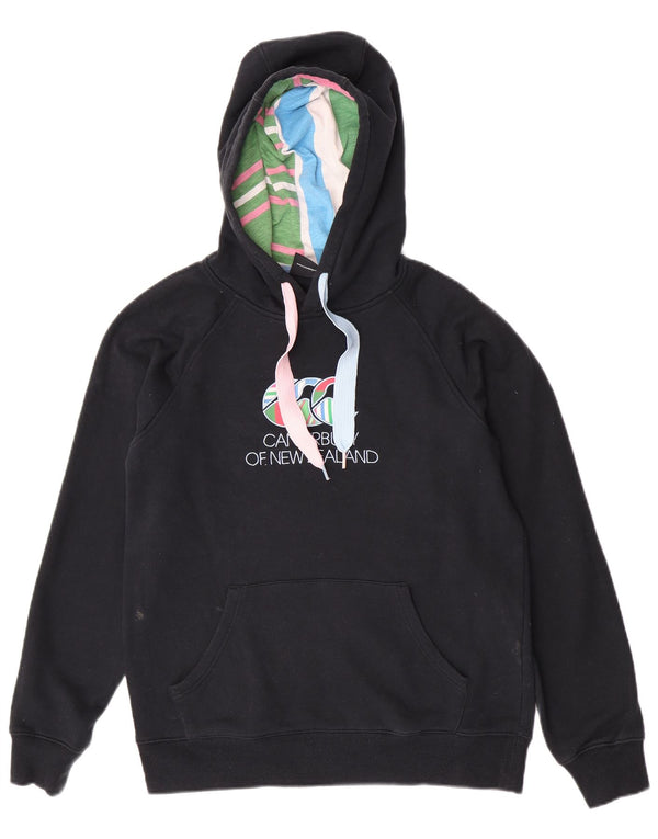 Canterbury Womens Graphic Hoodie Jumper UK 14 Large Black Cotton