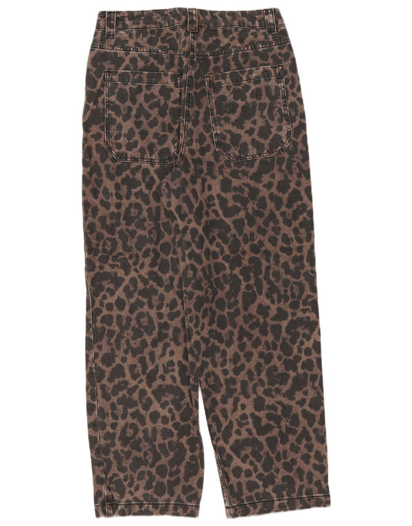 Topshop Γυναικεία Tapered Jeans UK 12 Medium W32 L29 Brown Animal print βαμβακερό