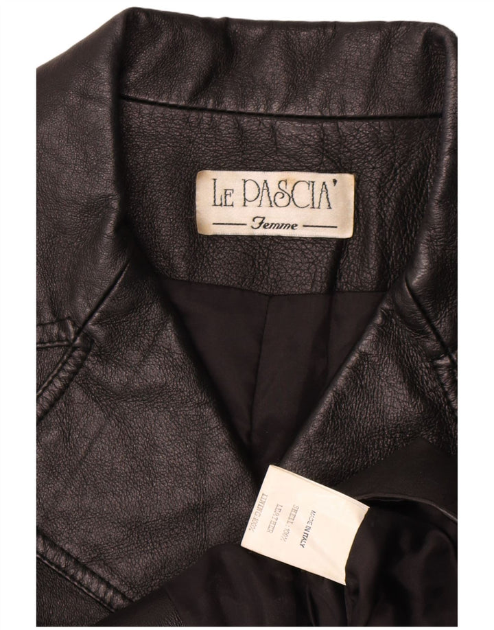 Vintage γυναικείο διπλό δερμάτινο μπουφάν UK 8 Small Black Classic