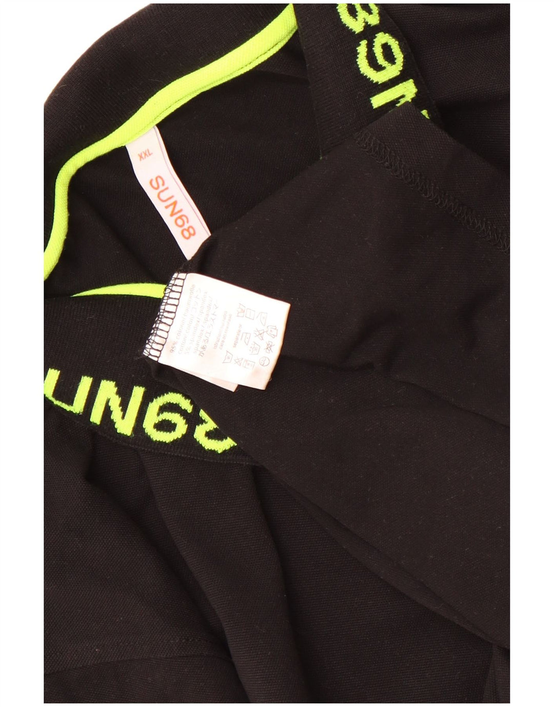 Sun68 Ανδρικό γραφικό μπλουζάκι πόλο 2XL μαύρο βαμβακερό