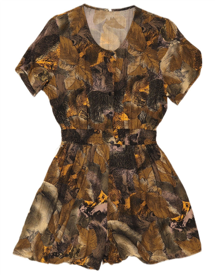 Vintage γυναικείο αφηρημένο μοτίβο Playsuit UK 14 Large Green