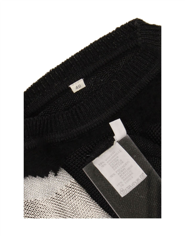 VINTAGE Womens Boat Neck Jumper Sweater EU 40 Medium Black Colourblock Vintage Vintage and Second-Hand Vintage from Messina Hembry 
