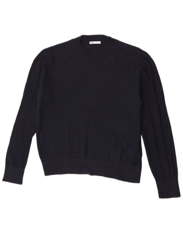 Ανδρικό πουλόβερ Zara Crew Neck Jumper Medium Navy Blue