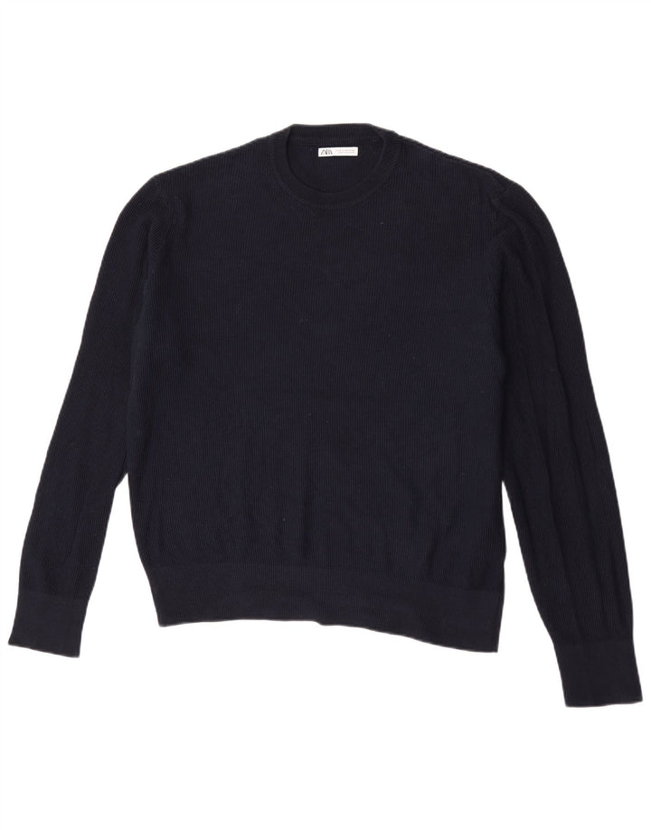 Ανδρικό πουλόβερ Zara Crew Neck Jumper Medium Navy Blue