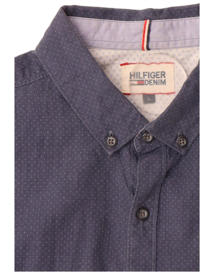 Ανδρικό κοντομάνικο πουκάμισο Tommy Hilfiger με μπλε στίγματα