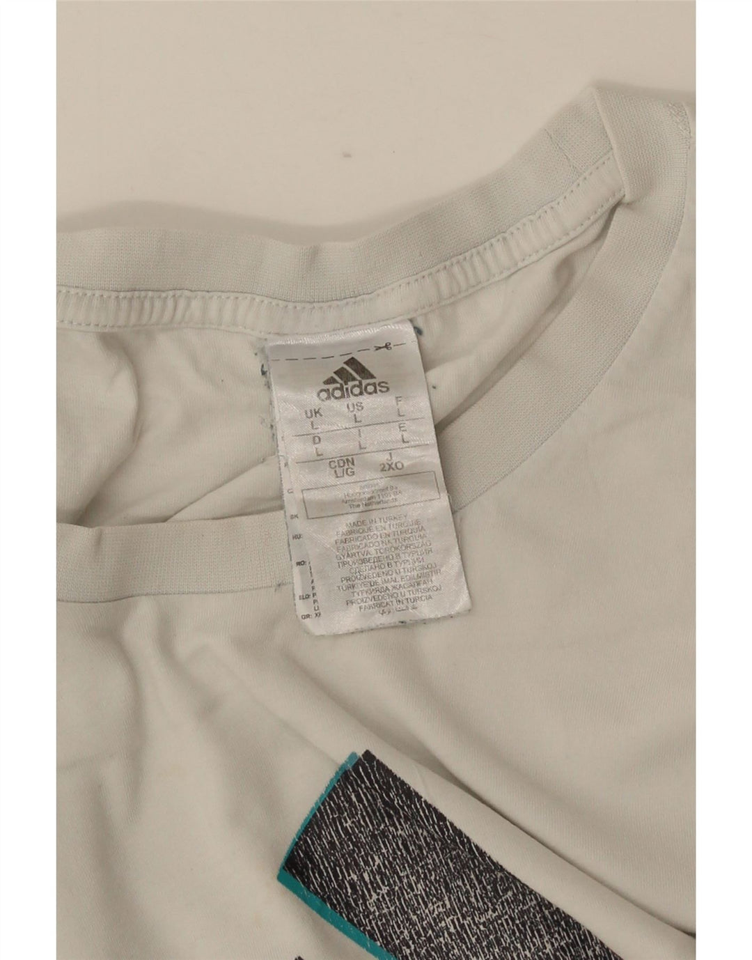 Ανδρικό γραφικό μπλουζάκι ADIDAS Top μεγάλο λευκό βαμβακερό