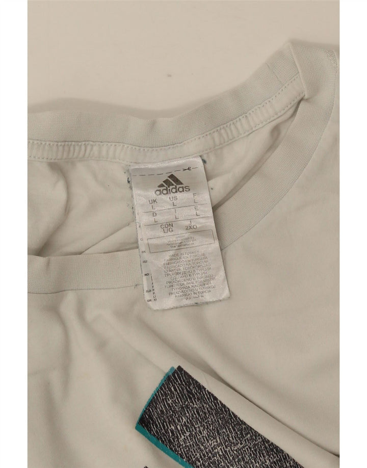 Ανδρικό γραφικό μπλουζάκι ADIDAS Top μεγάλο λευκό βαμβακερό