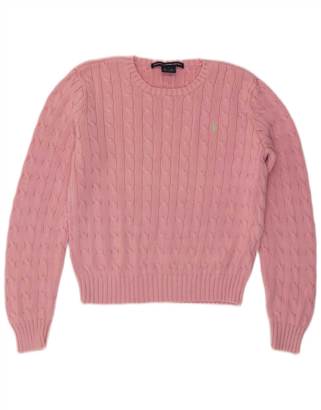 RALPH LAUREN Γυναικείο πουλόβερ με λαιμόκοψη Crop Crew UK 14 Large Pink